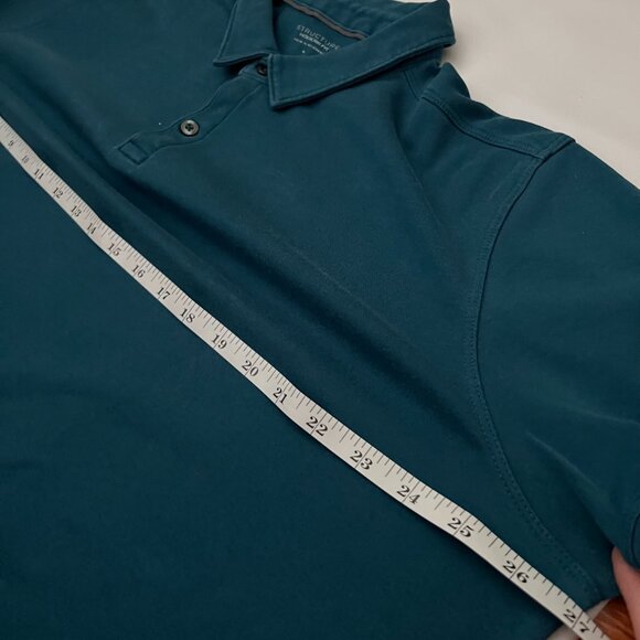 Structure Teal Stretch Cotton Men’s Polo Shirt – Size Large w/ Extra Button - Picture 12 of 14